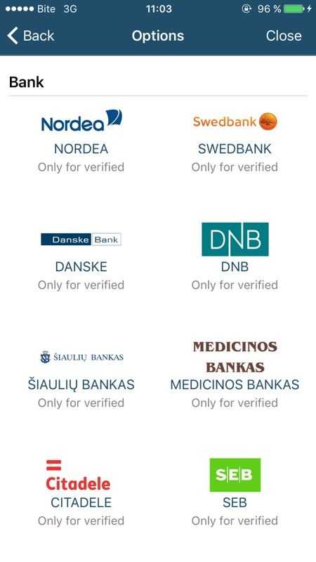 Скриншот мобильного приложения список банков.